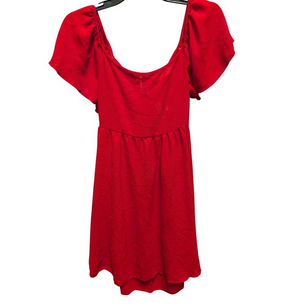 See You Monday Mini Dress Womens M Red NWT Flutter Sleeve Cutout Tie Back Boho